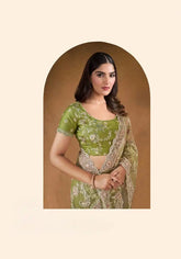India Silk Mint Green Sarees Featuring A Blend Of Multiple Fabrics Offer A Perfect Balance Of Elegance